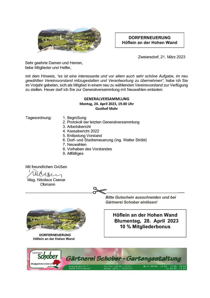 DOERN Gen.Versammlung 2023 Blumengutschein